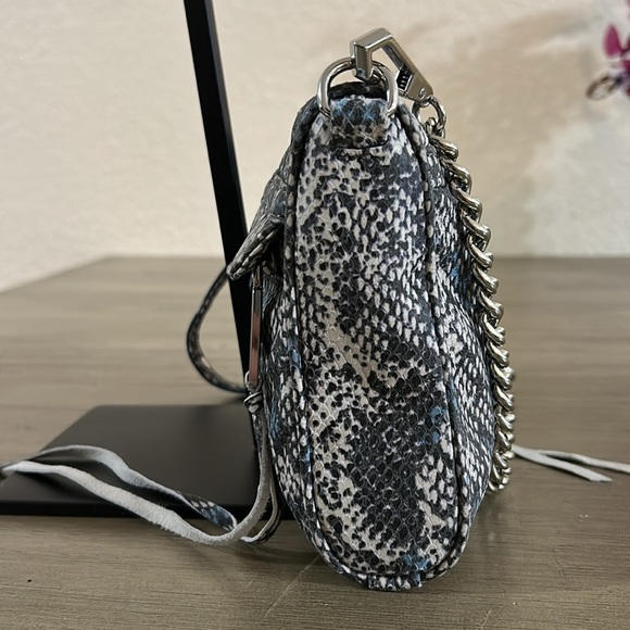 Rebecca Minkoff Blue and Black Crossbody Bag with Snakeskin Print - Picture 5 of 10